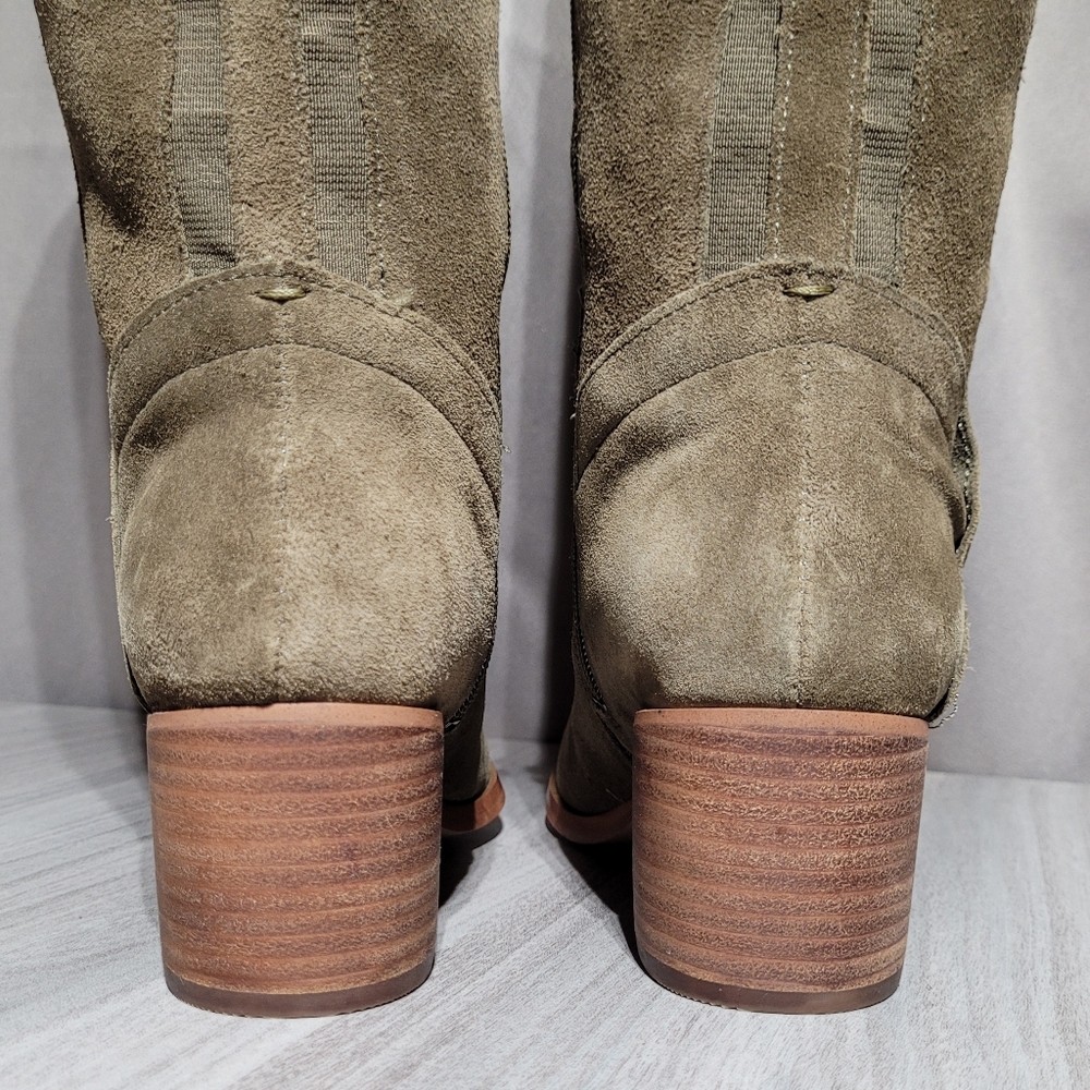Marc Fisher Elanie Over the Knee High Olive Suede Leather Wide-Calf Boots Sz 6 - Picture 8 of 12